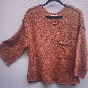 Rust Textured Knit Sweater